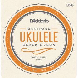 D'Addario EJ53B Ukulele Baritone Hawaiian Black Nylon